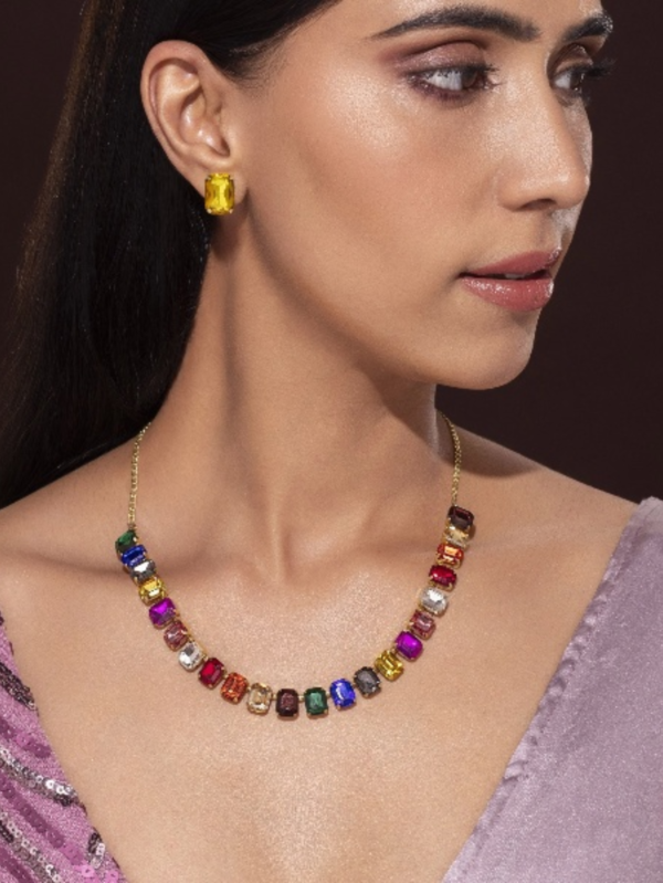 PRAO Multicolour Crystal Necklace